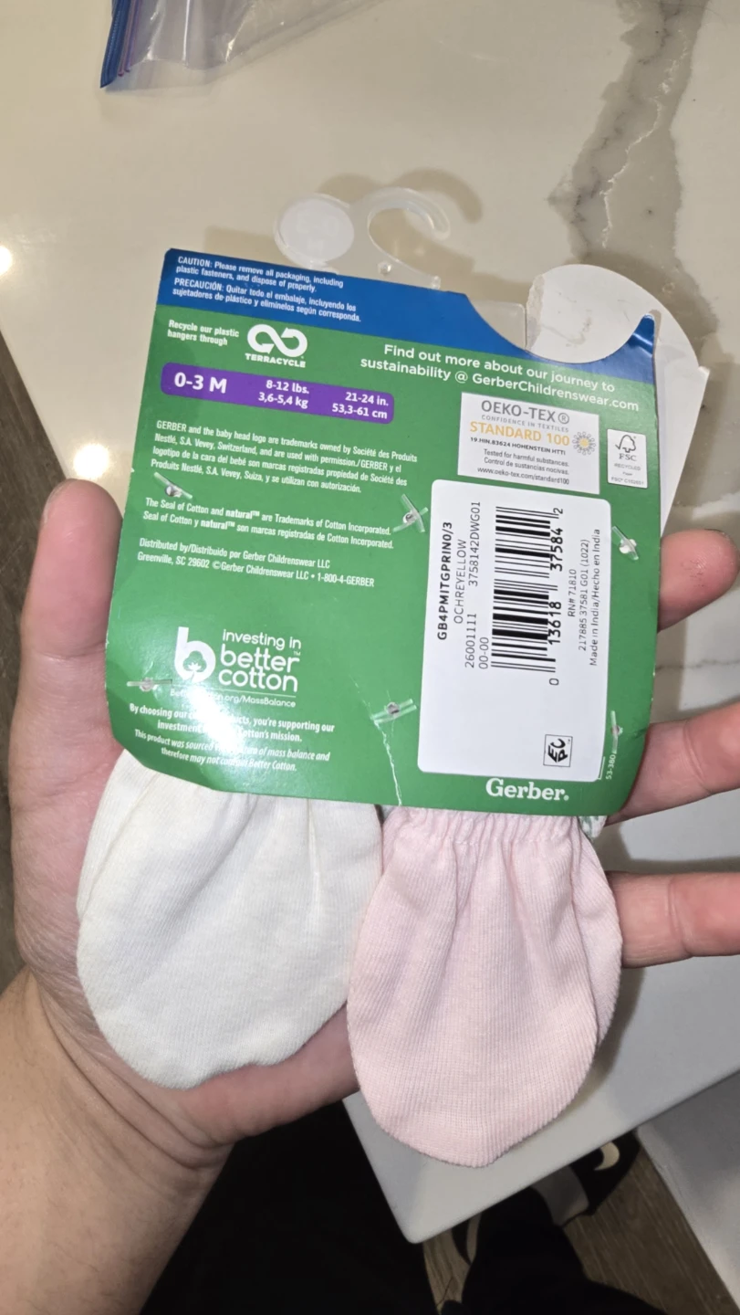 Gerber 4 Pack Baby Mittens 0-3 Months - photo 2