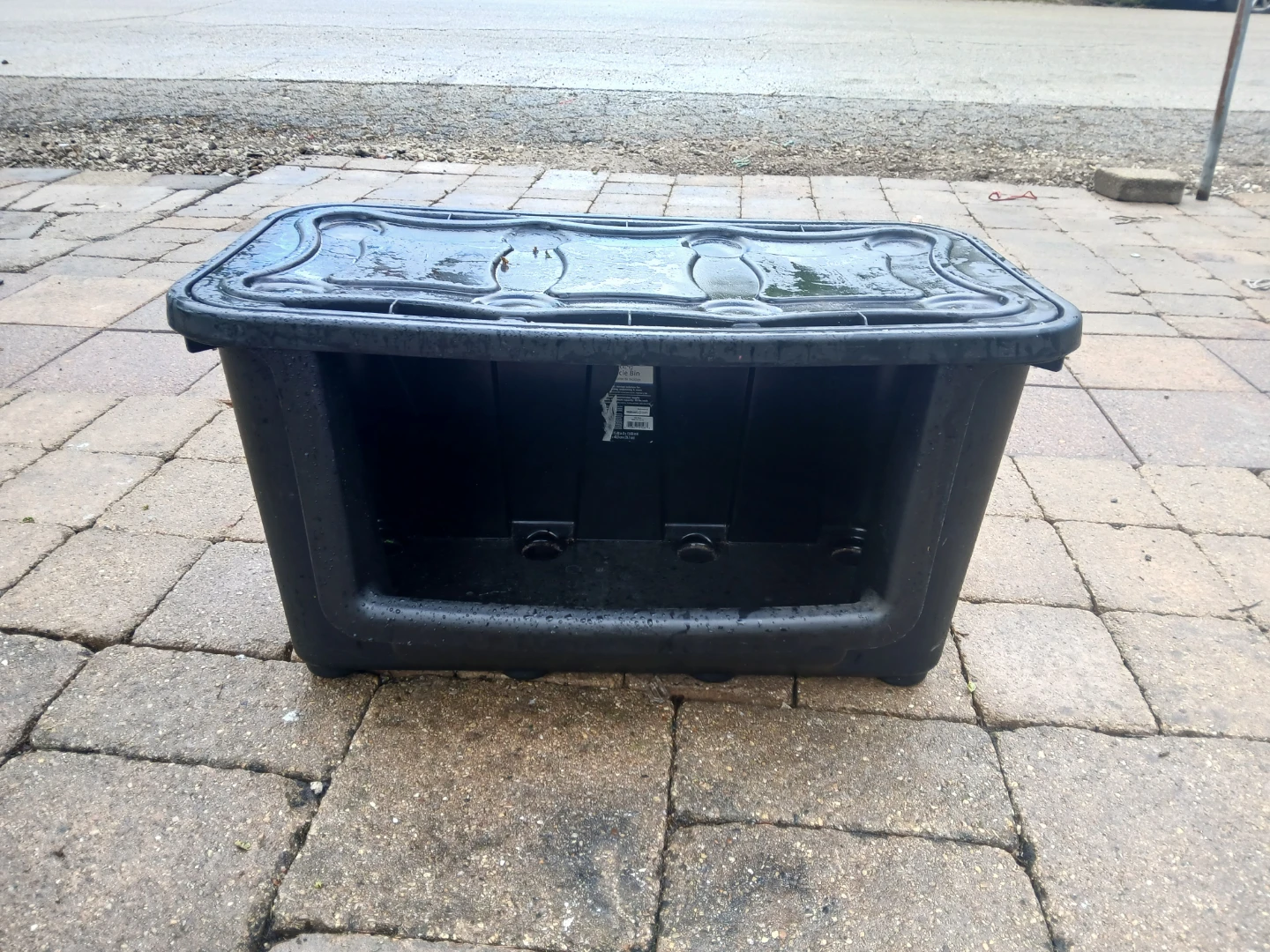 Black Plastic Storage Container with Lid