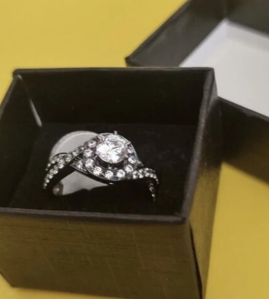 Sterling Silver CZ Engagement Ring
