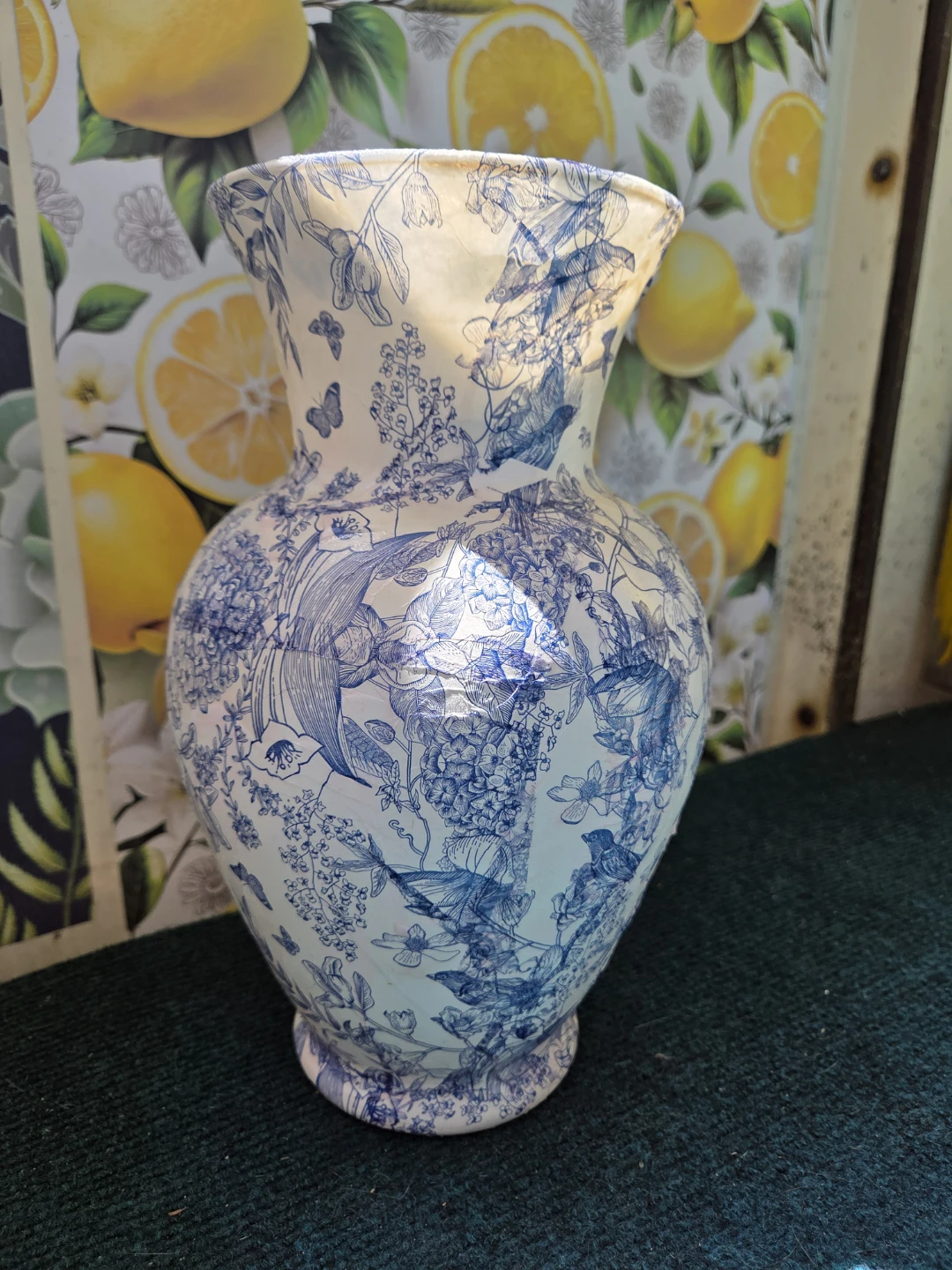 Blue and White Floral Patterned Vase - photo 2