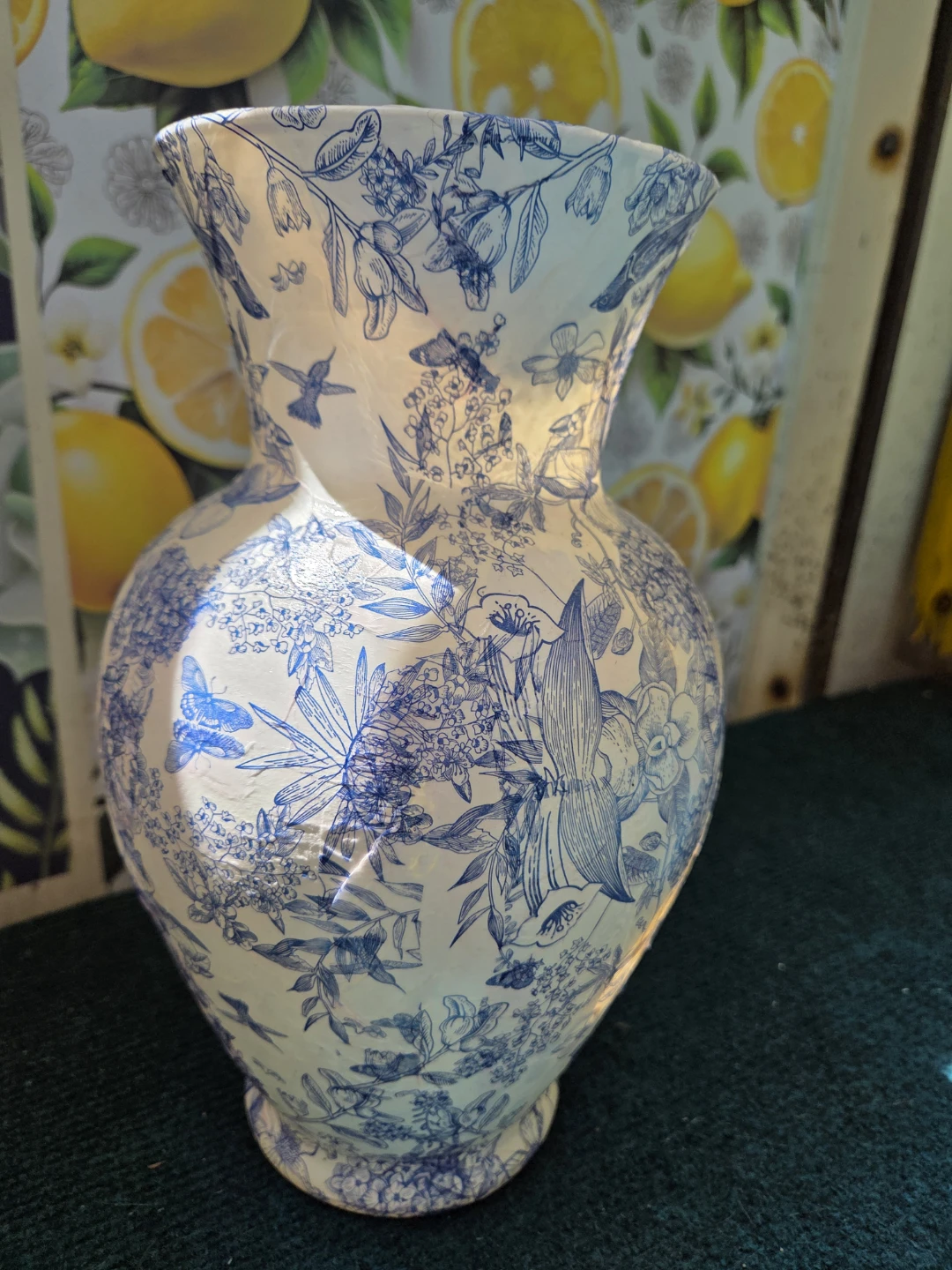 Blue and White Floral Patterned Vase - photo 3