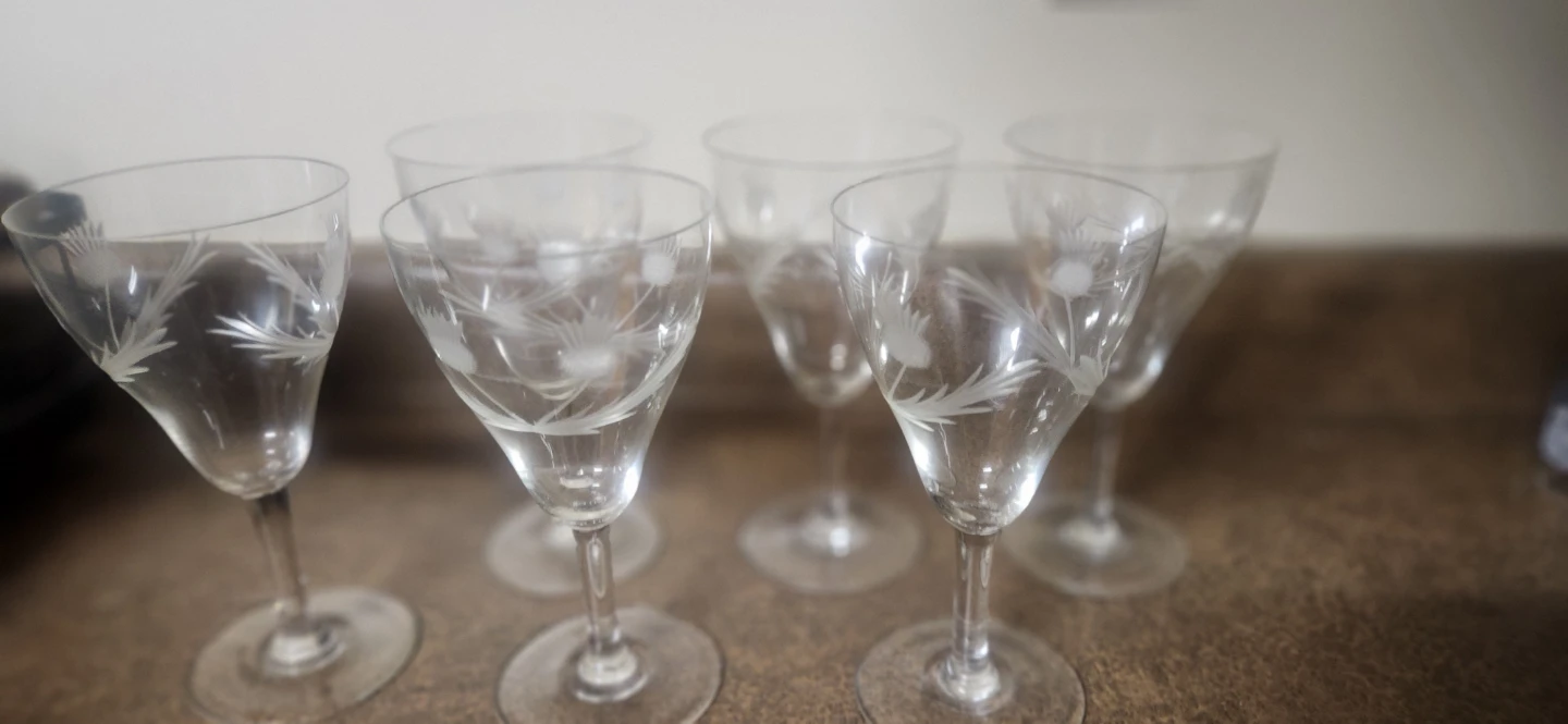 Set of 6 Etched Thistle Glasses - photo 2