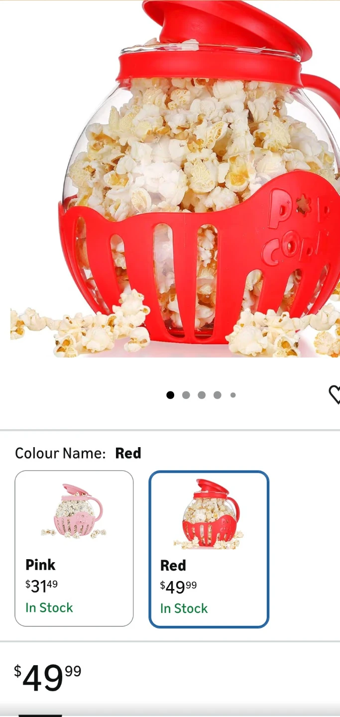 CCYLEZ Glass Microwave Popcorn Popper Jar Red - photo 4
