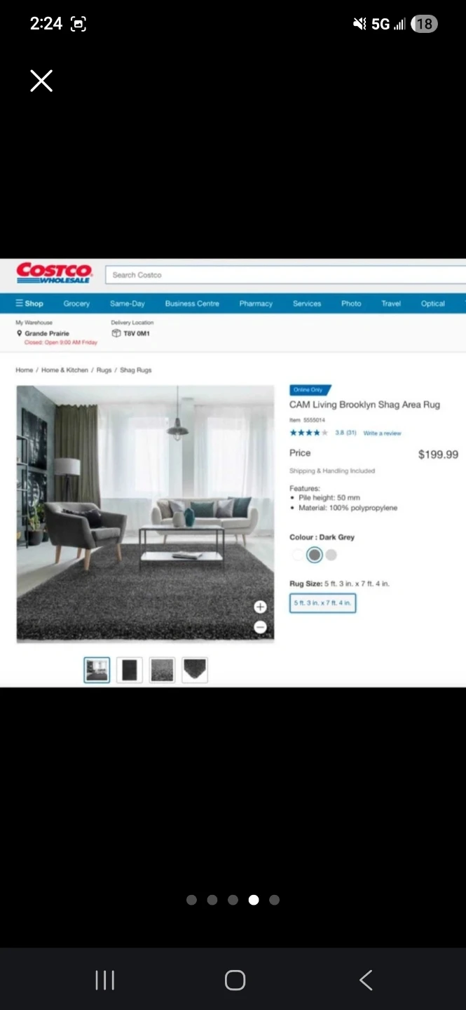CAM Living Brooklyn Shag Area Rug - Grey - photo 3