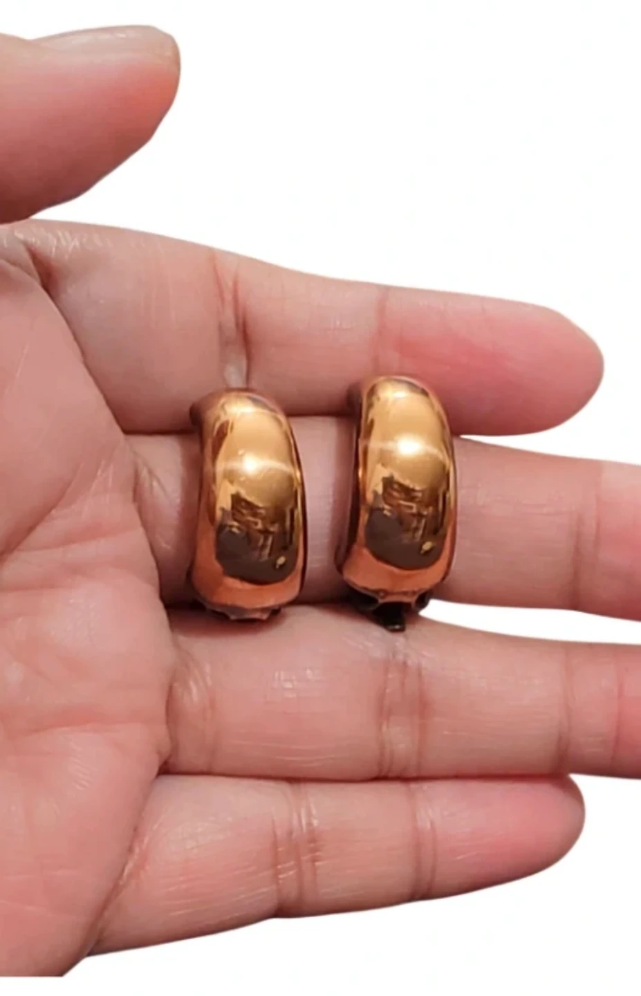 Vtg. Genuine copper Clip-on Hoop Earrings - photo 2
