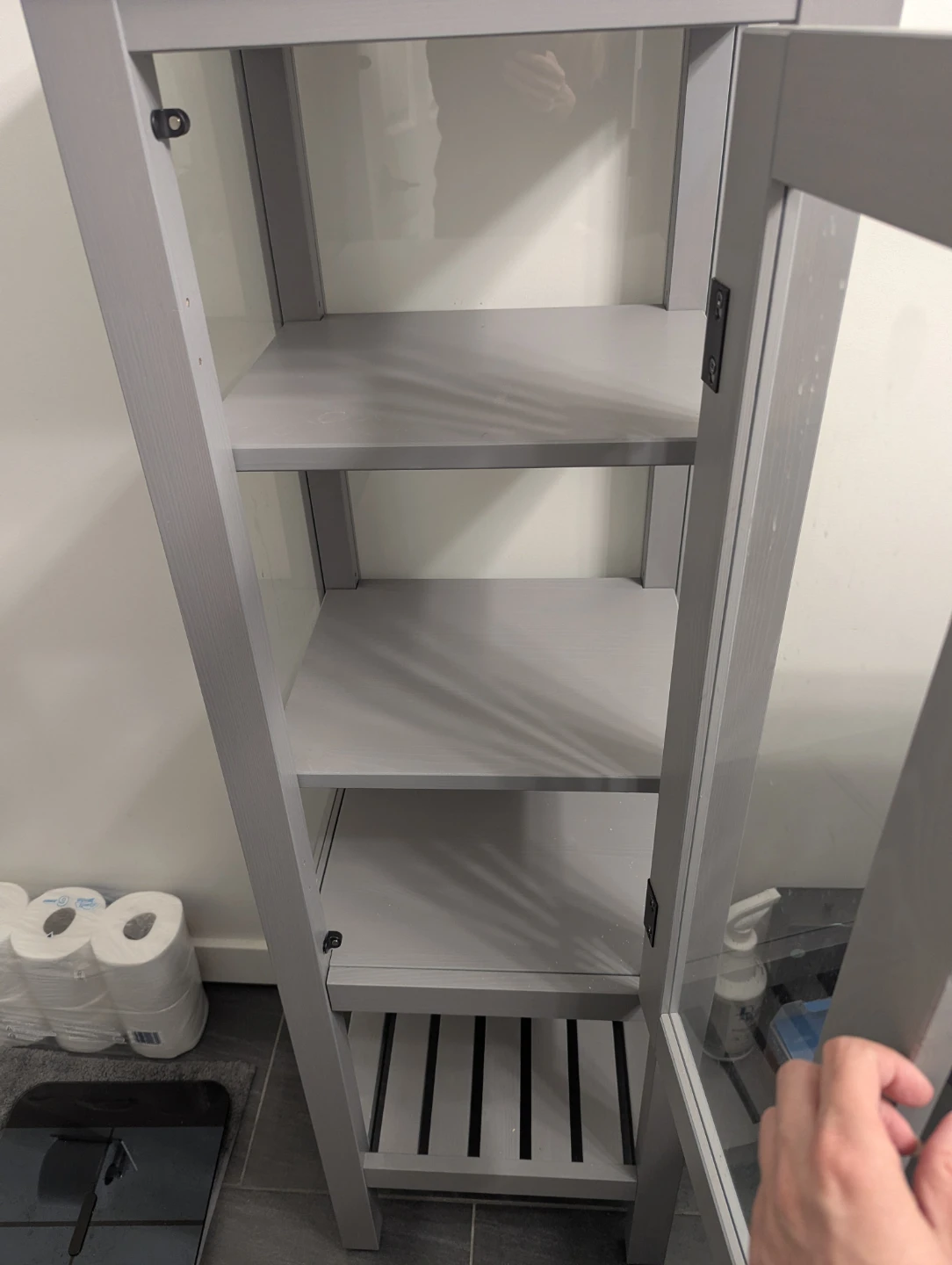 Grey Storage Cabinet with Glass Door - photo 3