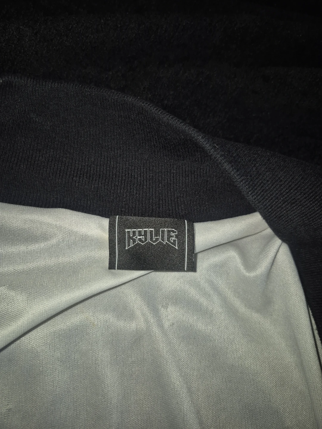 Kylie Black Bomber Jacket with Lip Design Size M