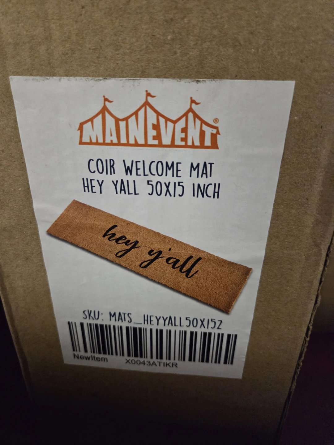 Main Event Coir Welcome Mat - "Hey Y'all" 50x15 Inch - photo 2
