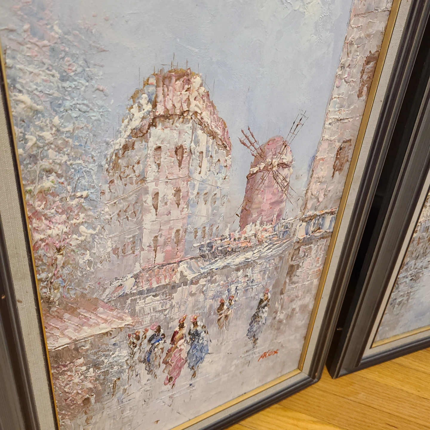 Set of 2 Framed Paris Street Scene Oil Paintings both for $20! - photo 2