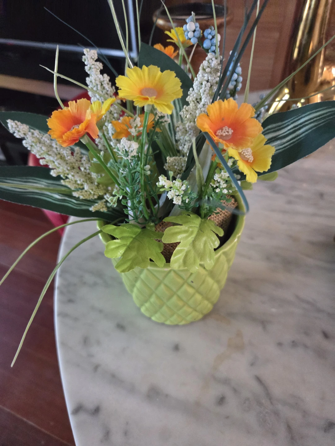 Artificial Flower Arrangement in Green Vase - photo 2