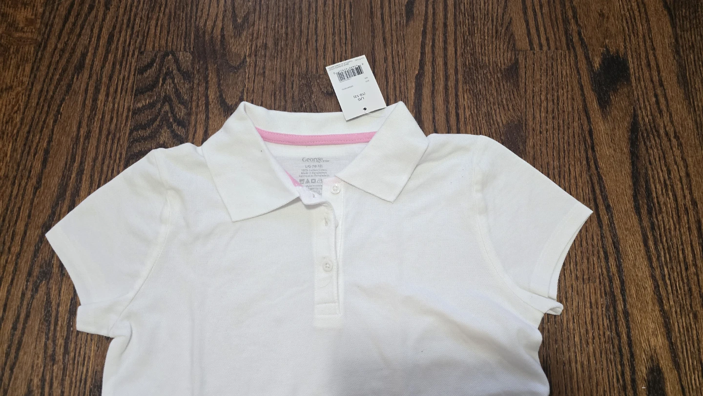 NEW White Polo Shirt Girls Size 10-12 - photo 2
