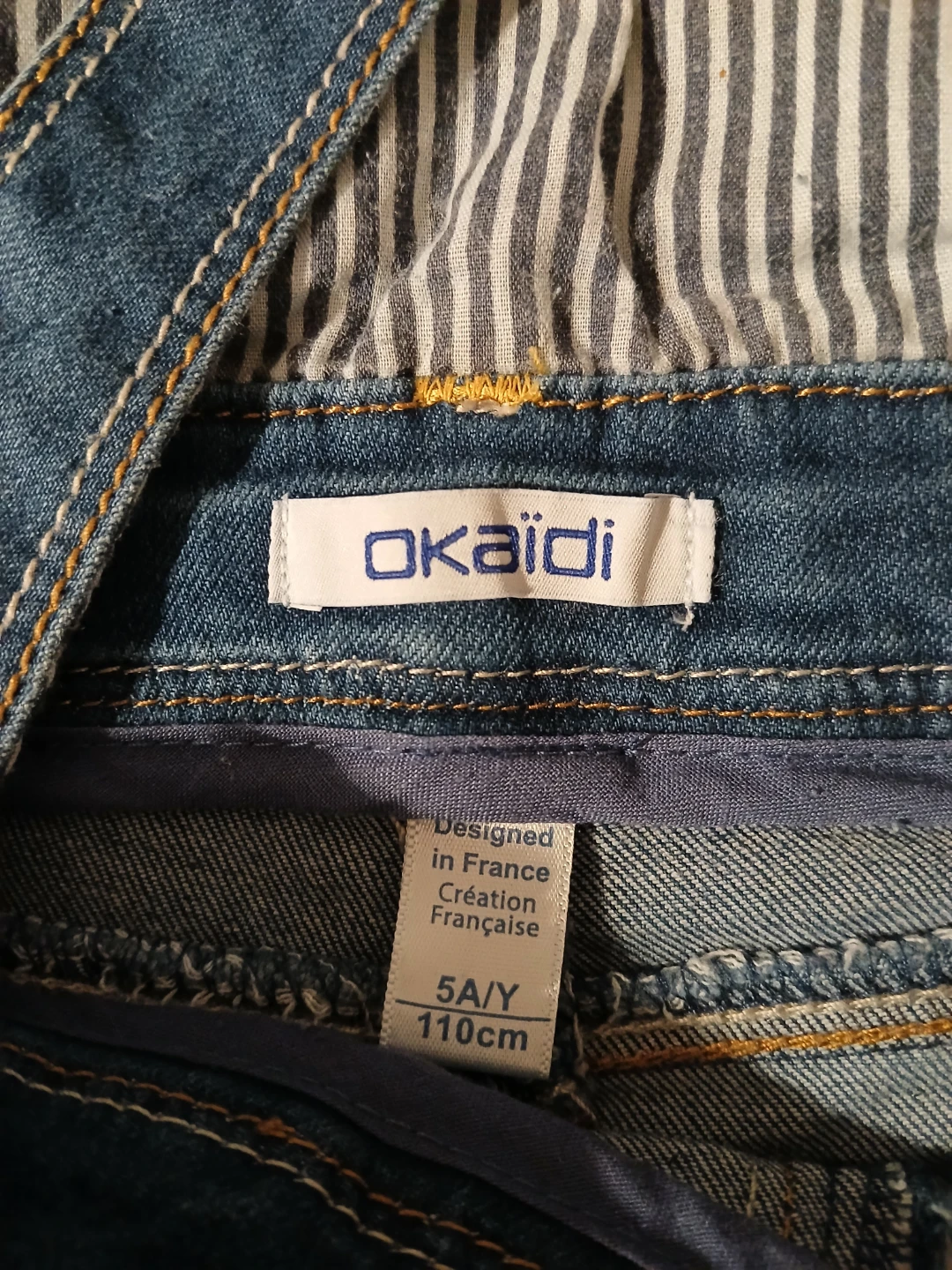 Okaidi Denim Overalls Shorts Size 5A/Y 110cm - photo 3