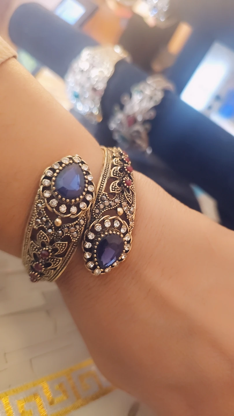 Turkish  Cuff Bracelet with Gemstones