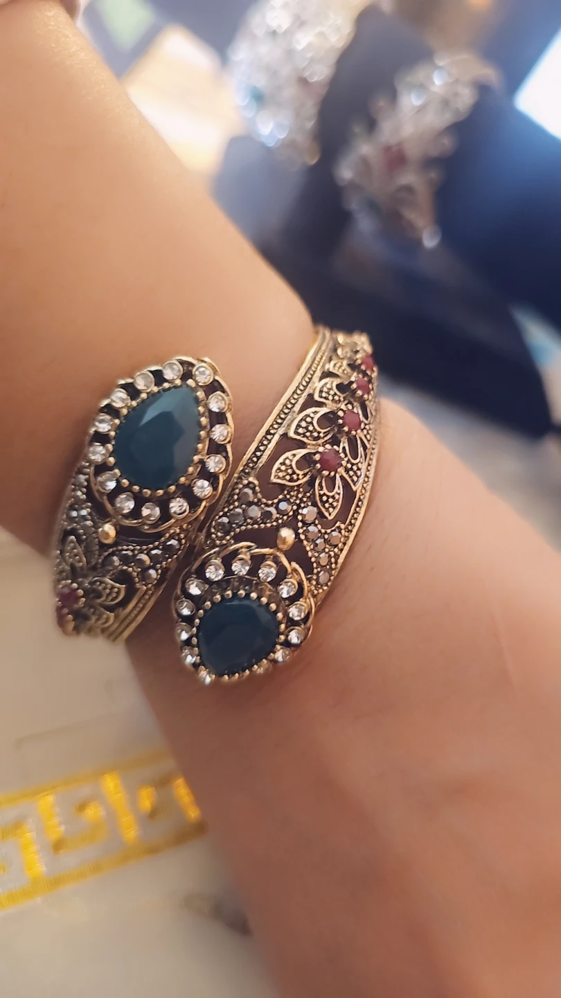 Turkish  Cuff Bracelet with Gemstones - photo 2