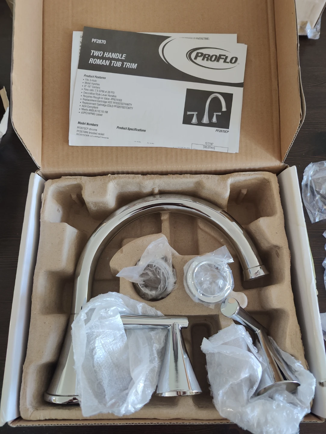 PROFLO Two Handle Roman Tub Trim PF2870CP Chrome