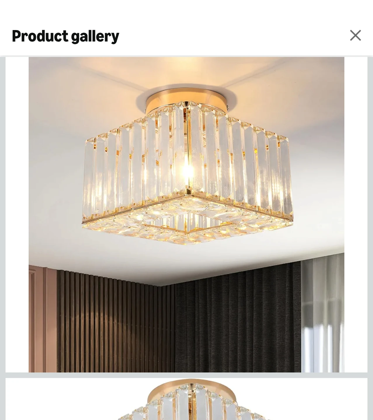 Square Crystal Flush Mount Ceiling Light Fixture