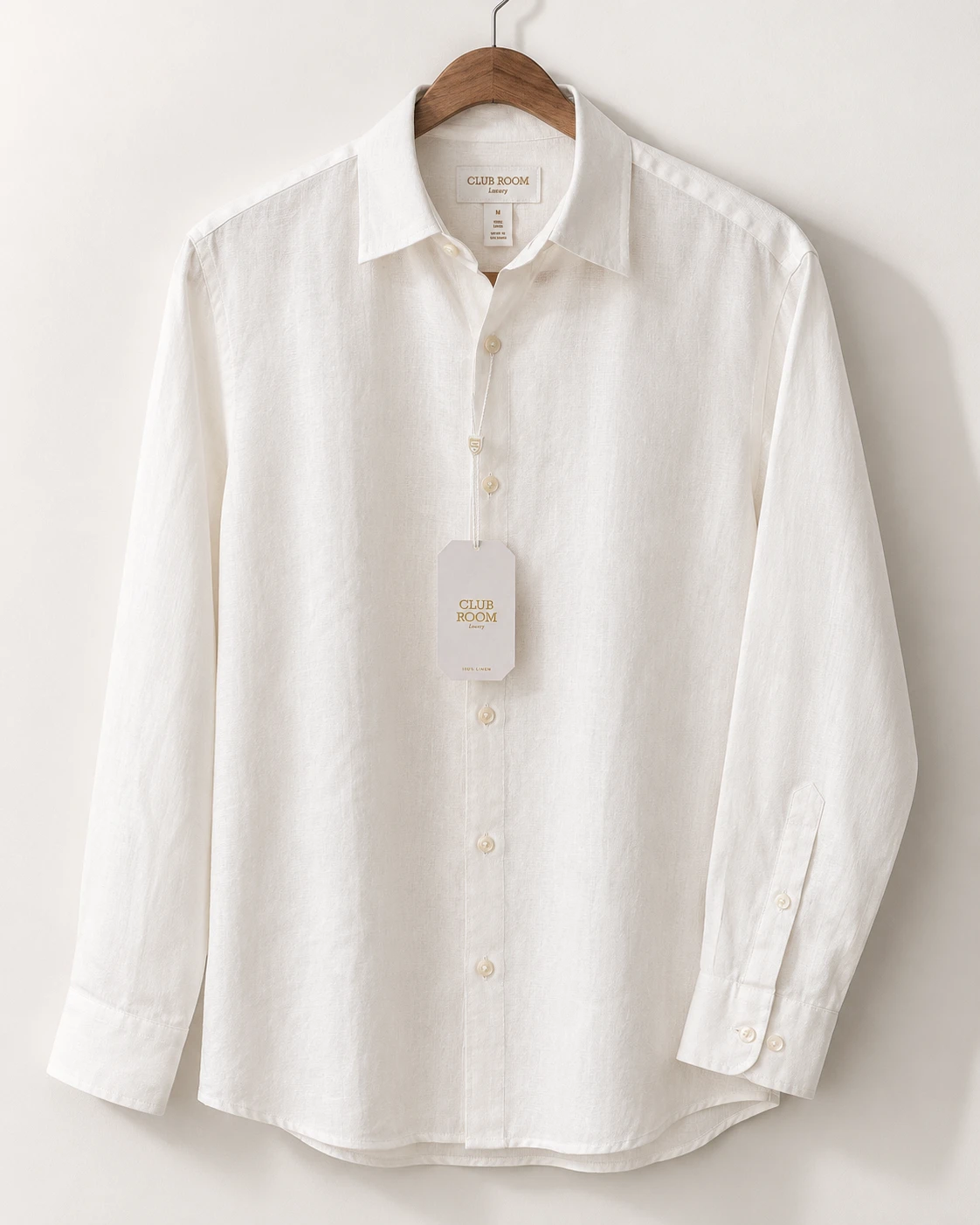 Club Room Men's White Linen Long Sleeve Shirt Size M