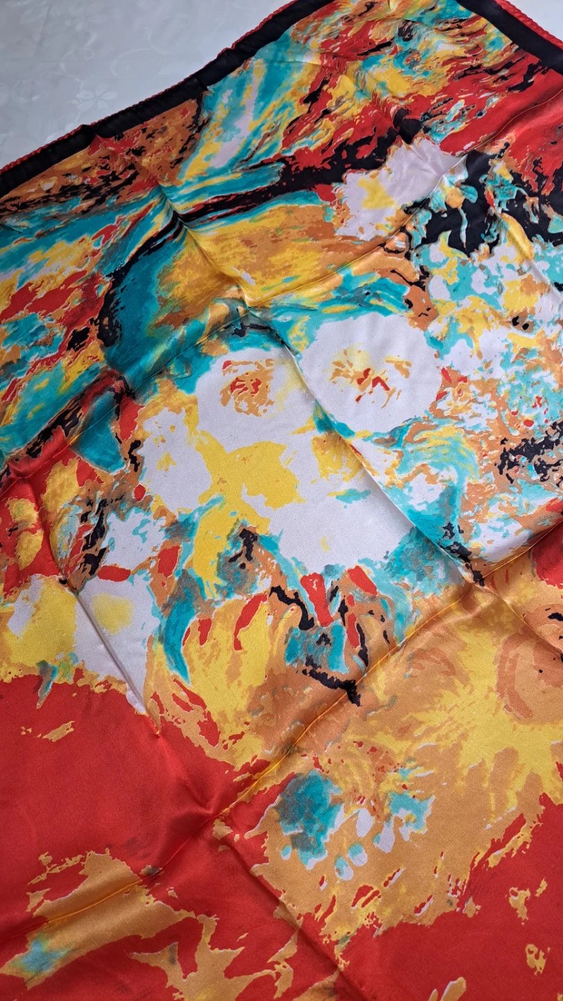 New 100% Silk Scarf - Abstract Print - photo 2