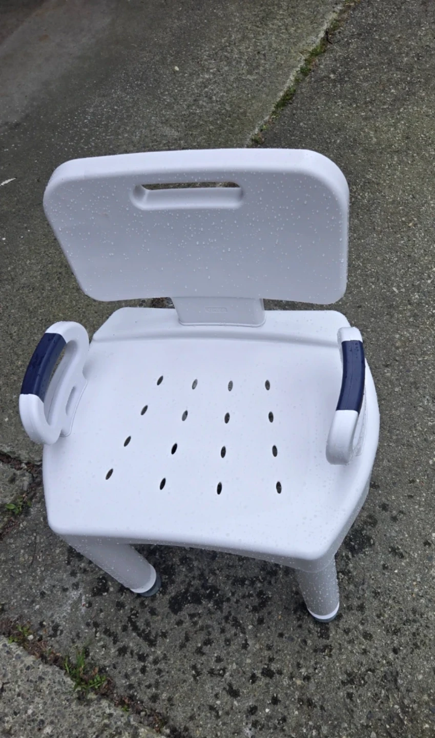 White Shower Chair with Arms and Back - photo 2