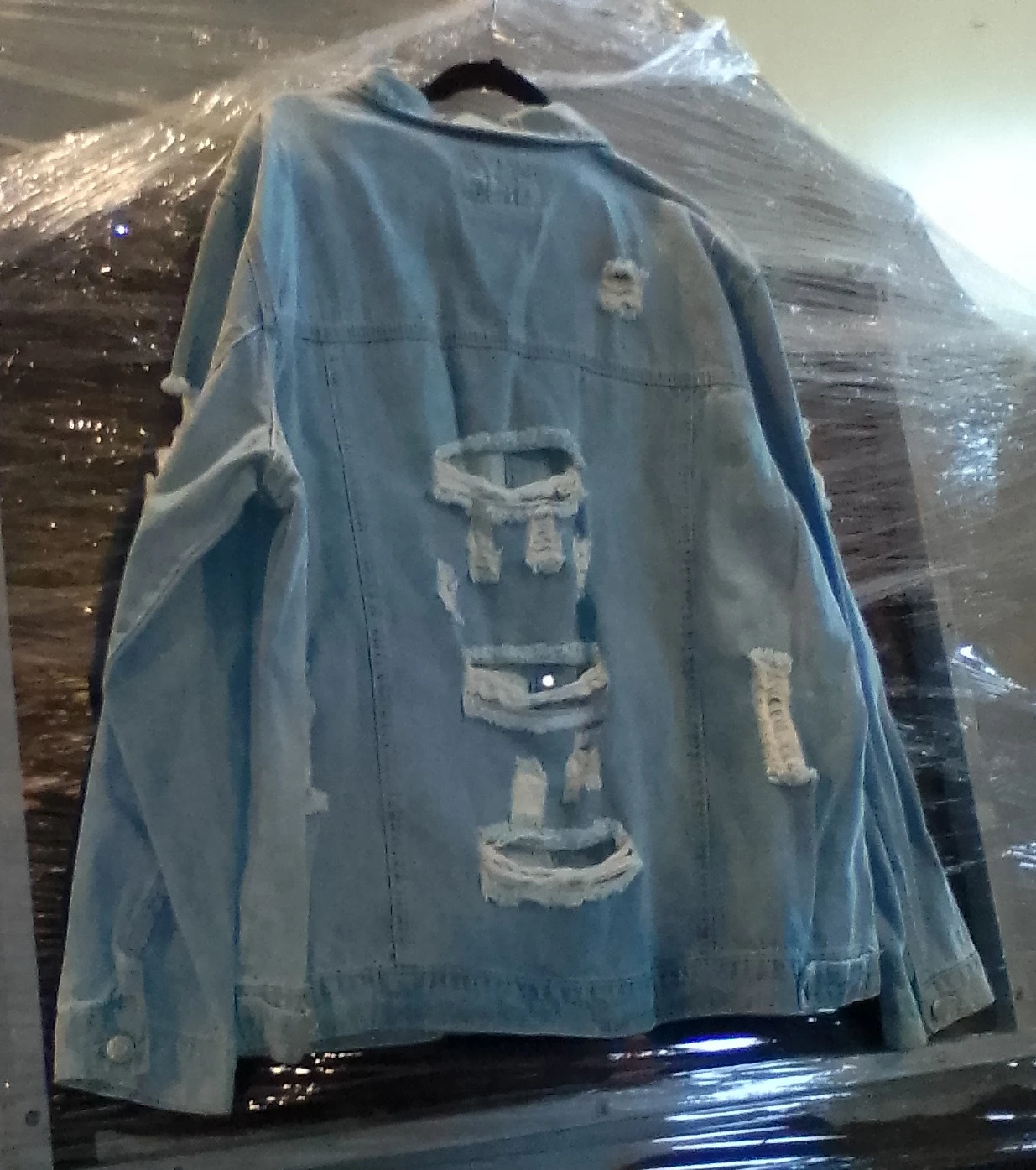 Light Wash Distressed Denim Jacket - photo 2