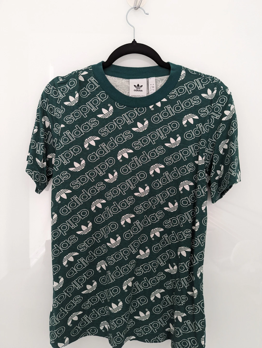Adidas All-Over Logo T-Shirt - Green - Men's S