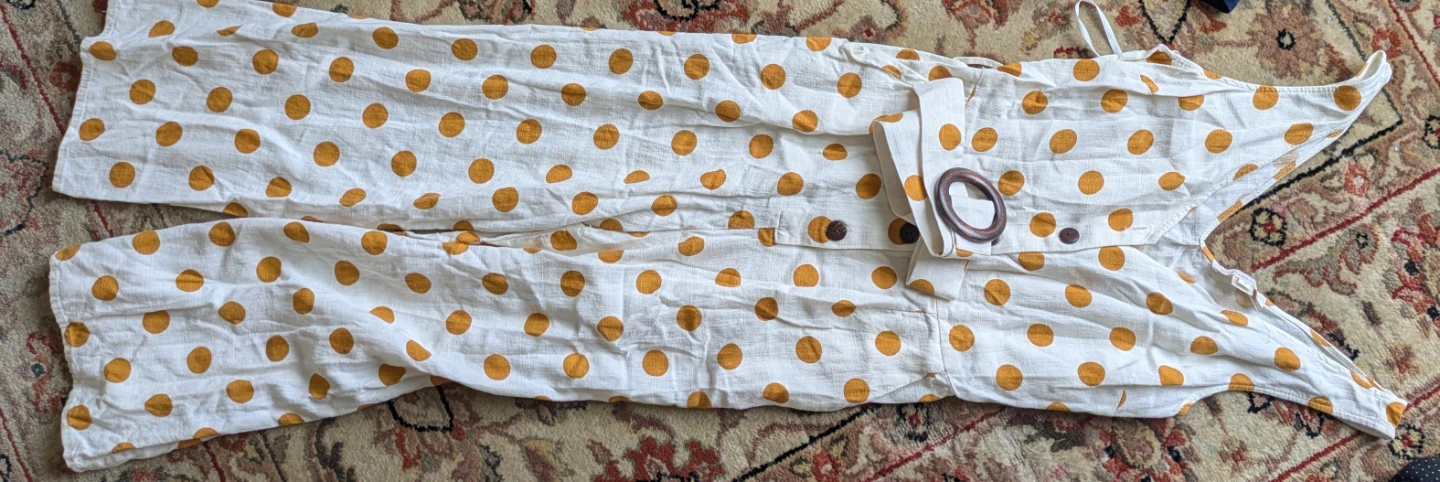 White and Yellow Polka Dot Jumpsuit
