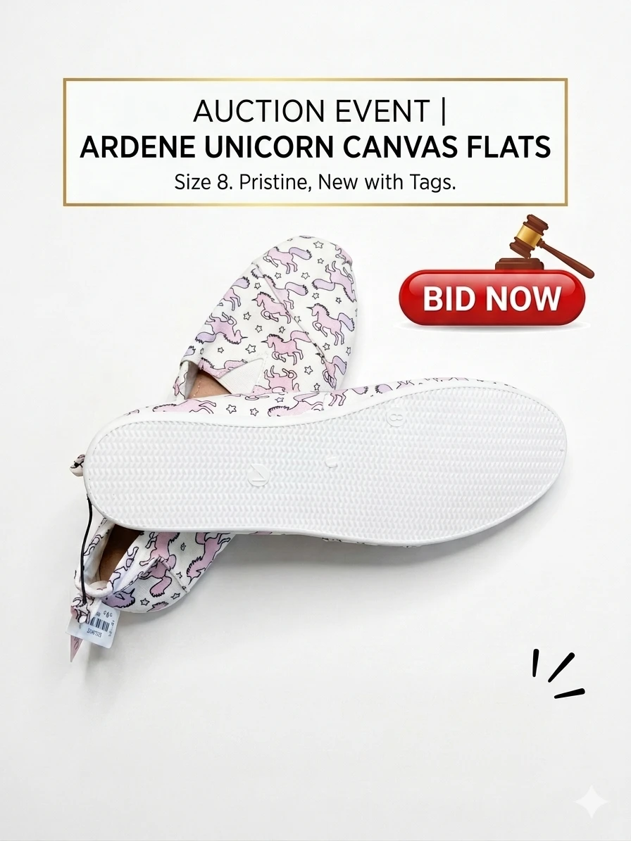 Ardene Unicorn Canvas Flats - Size 8