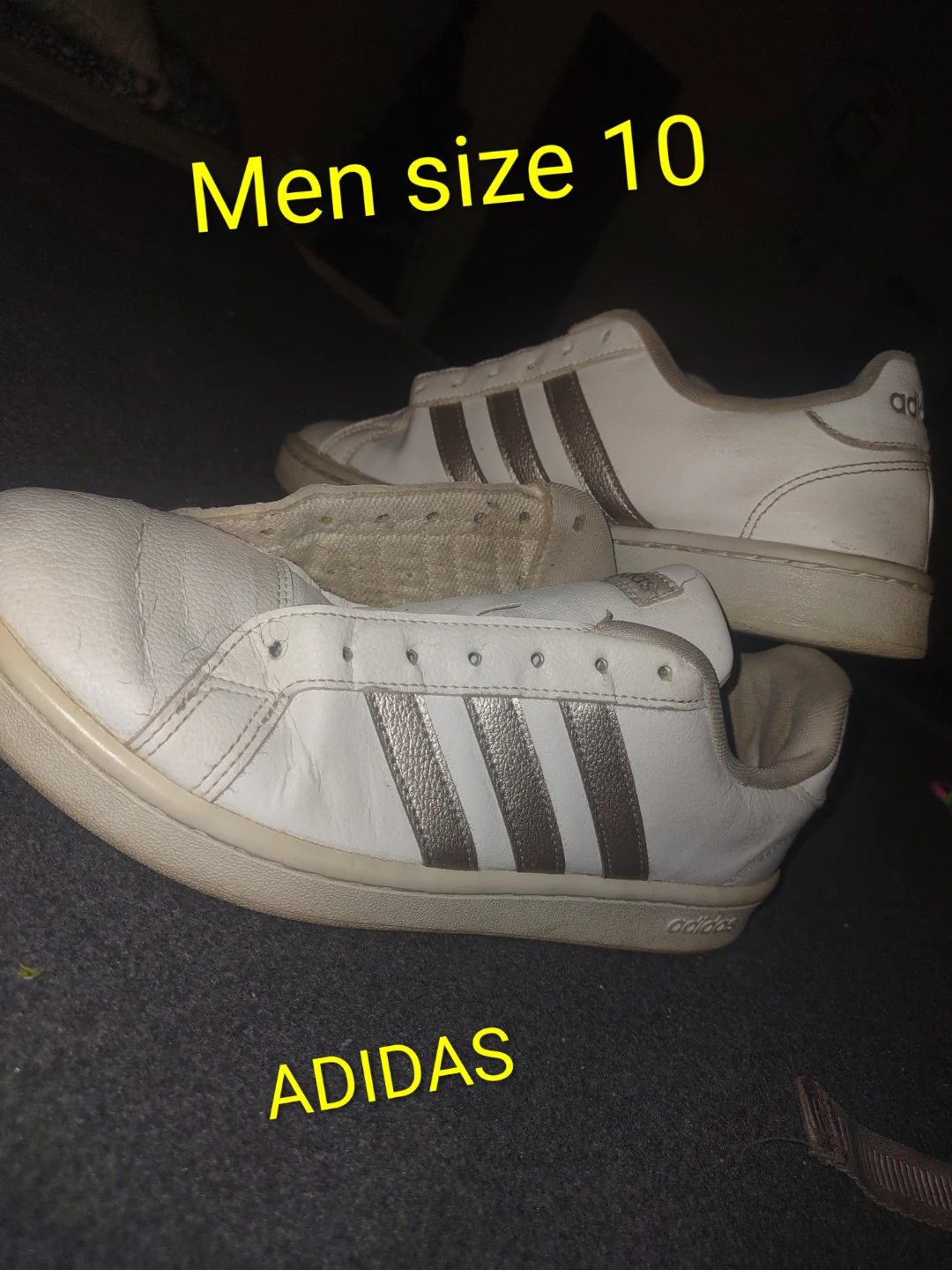 Adidas White & Gold Sneakers - Men's Size 10