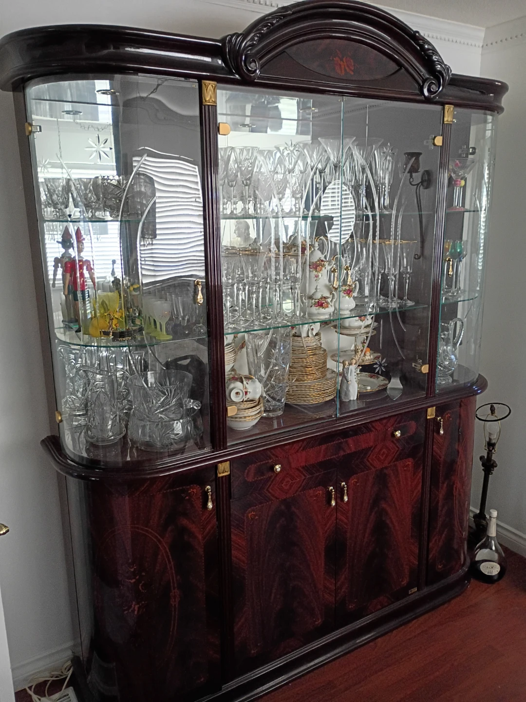 Dark Wood Display Cabinet with Glass Doors