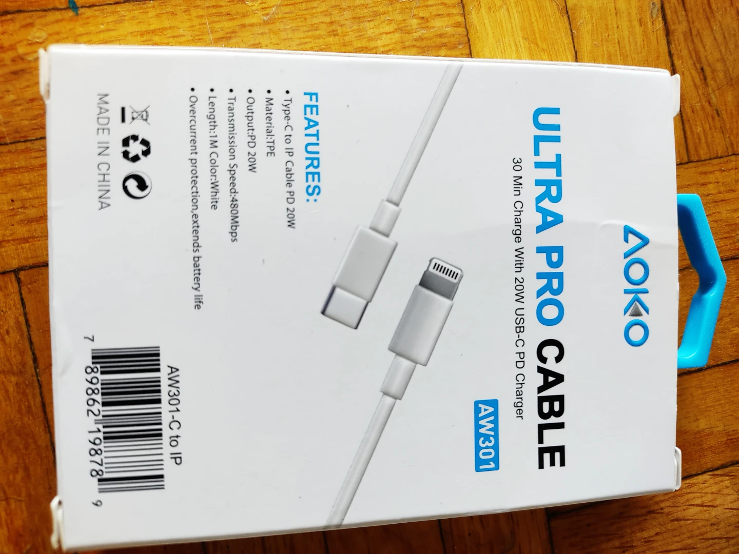 AOKO Ultra Pro Cable USB-C to IP Charger 1M White - photo 2