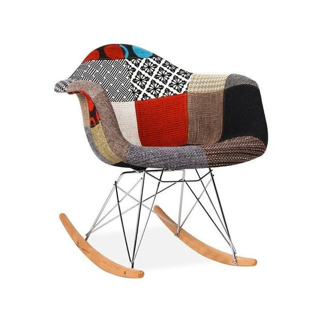 Patchwork Upholstered Rocking Chair