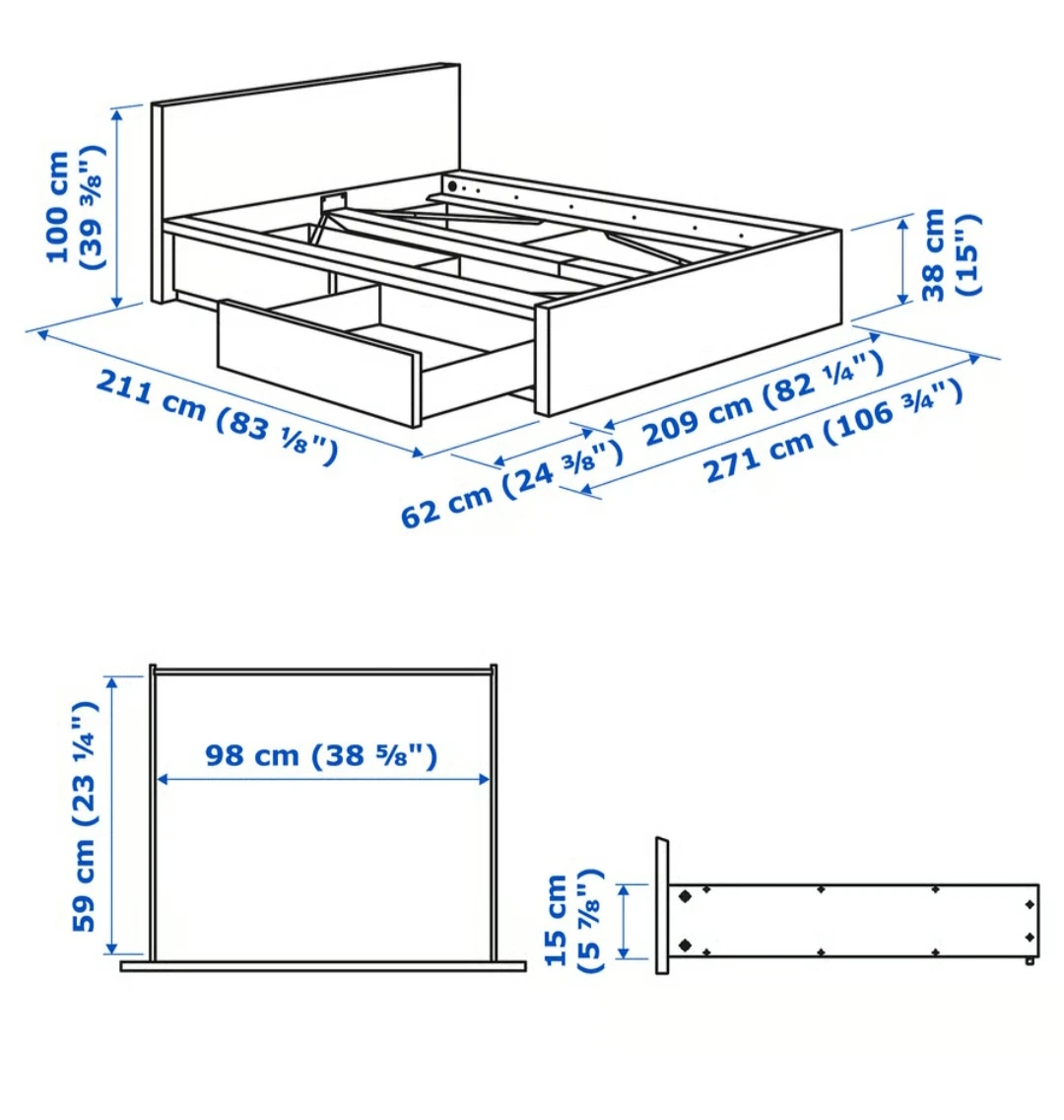 King Bed Frame with 2 Drawers -  open to offers