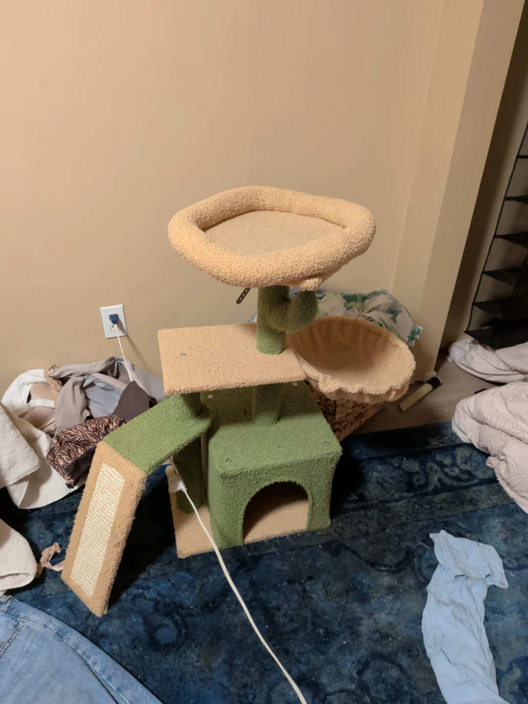 Multi-level Cat Tree Condo with Hammock and Scratch Ramp