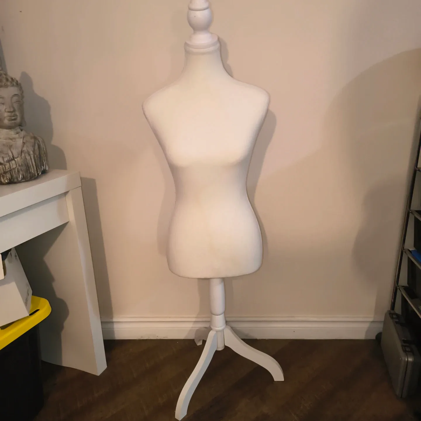 White Dress Form Mannequin with Wooden Tripod Stand - photo 2