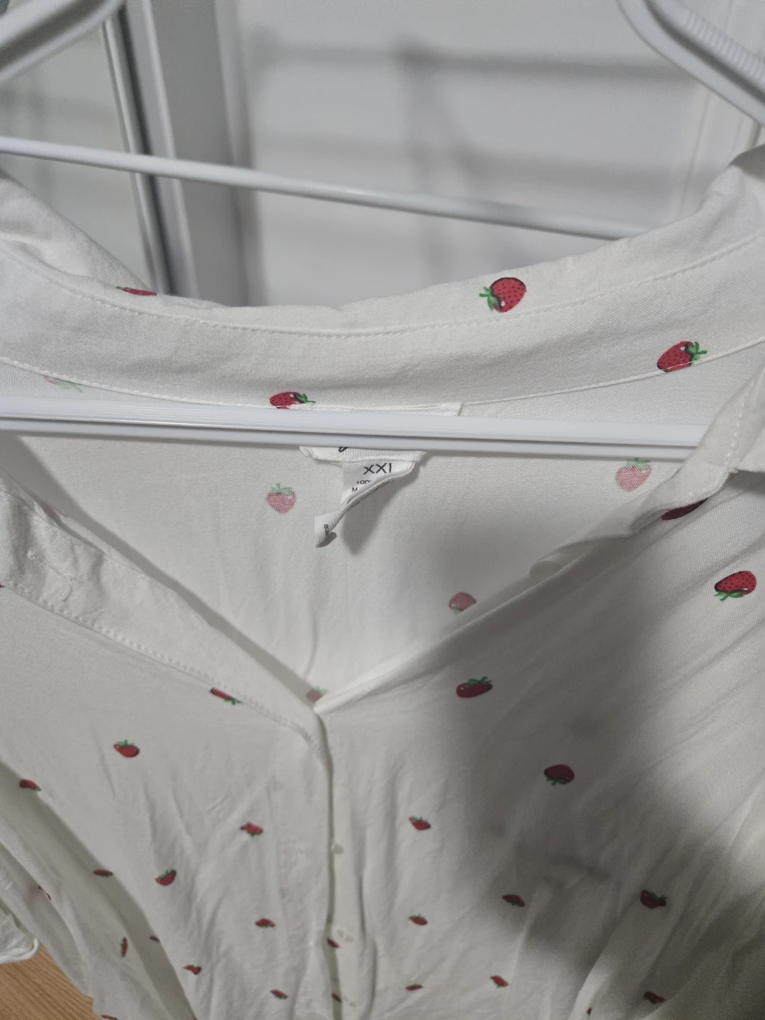 White Strawberry Print Button-Up Shirt - photo 2