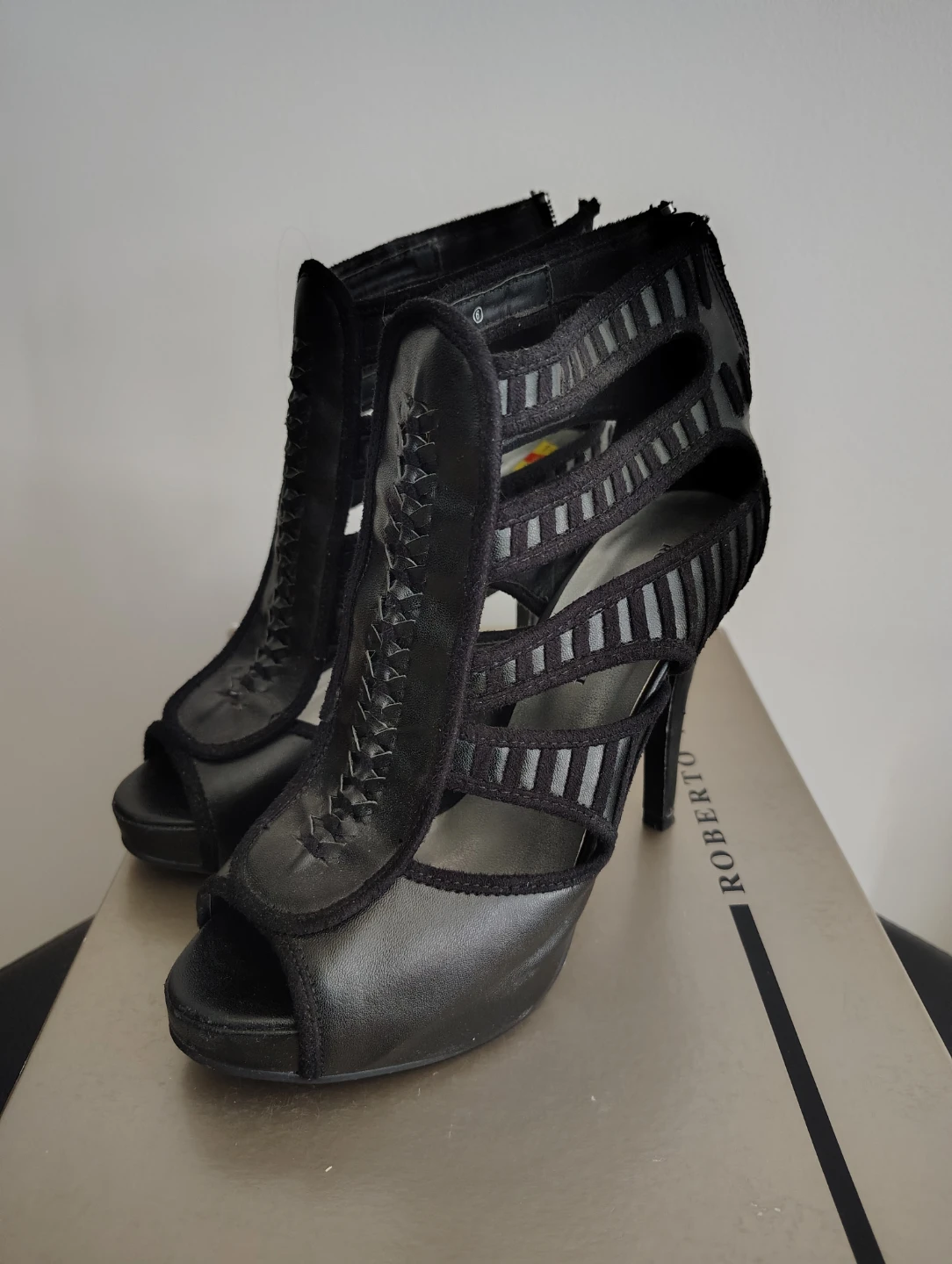 Roberto Vianni Black Cutout Stiletto Heels