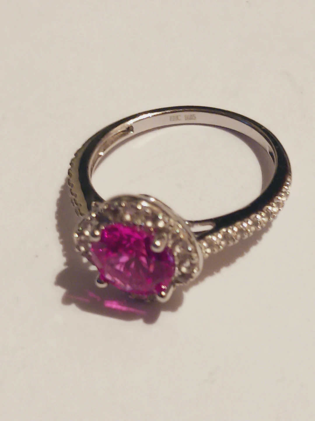New !!!,Sterling Silver 925 Stamped Pink Stone Ring.  8. - photo 2