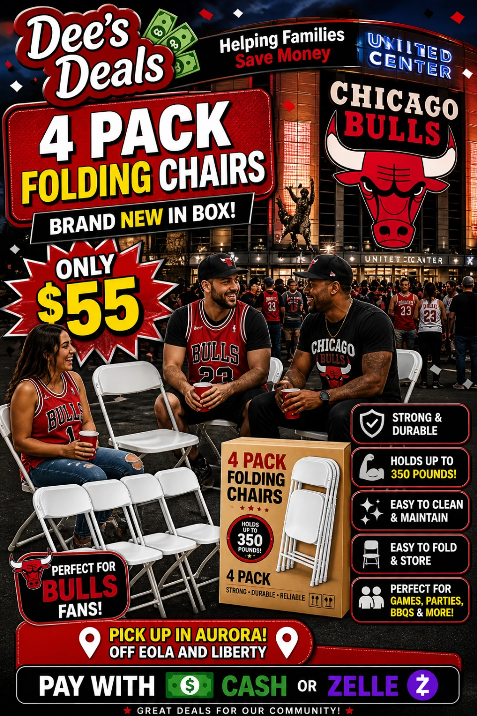 4 Pack Folding Chairs BRAND NEW IN BOX ONLY $55