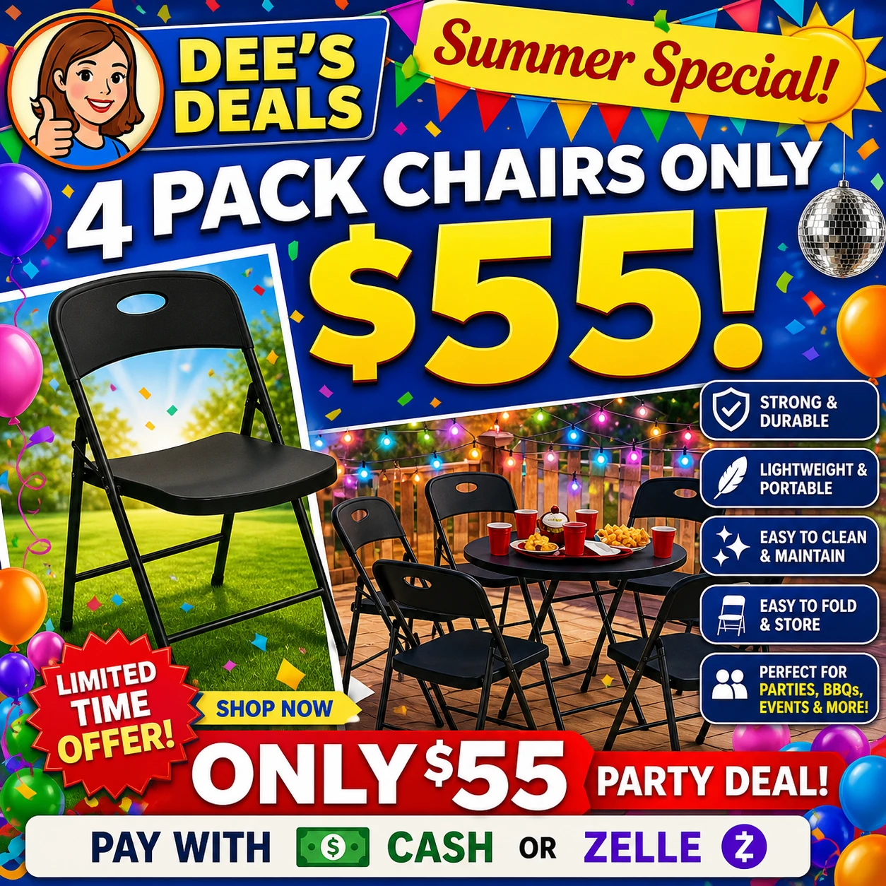 4 Pack Folding Chairs BRAND NEW IN BOX ONLY $55 - photo 2