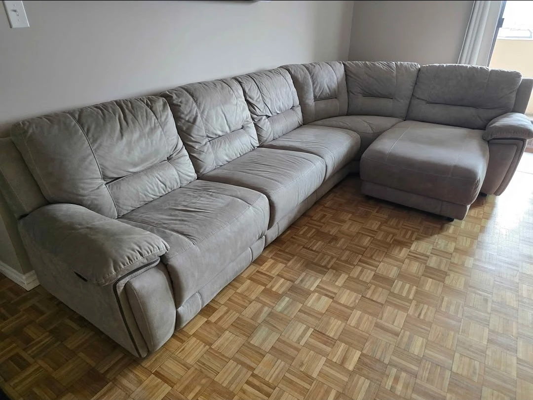 Grey Sectional Sofa with Recliner - photo 2