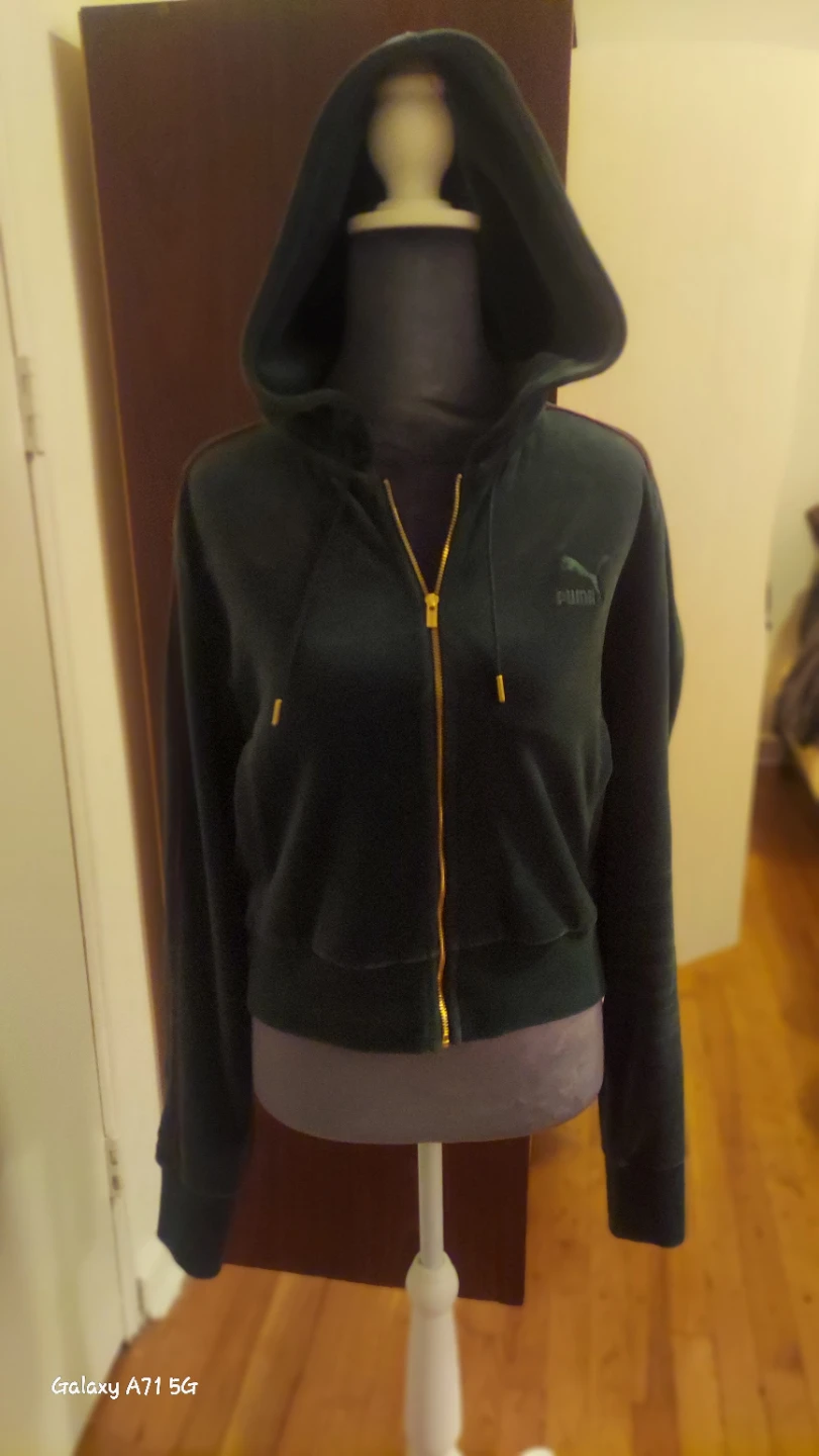 Puma Velour Zip-Up Hoodie Jacket Green