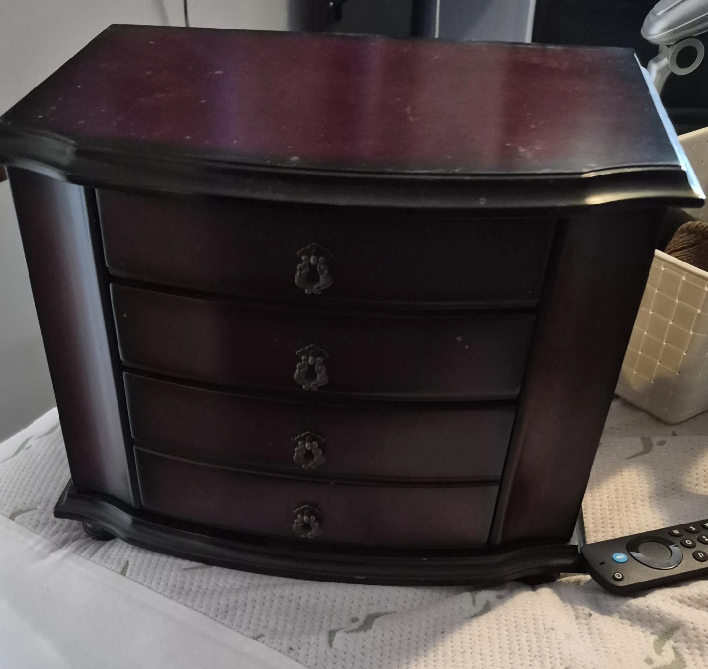 Wooden Jewelry Box with Mirror and Drawers