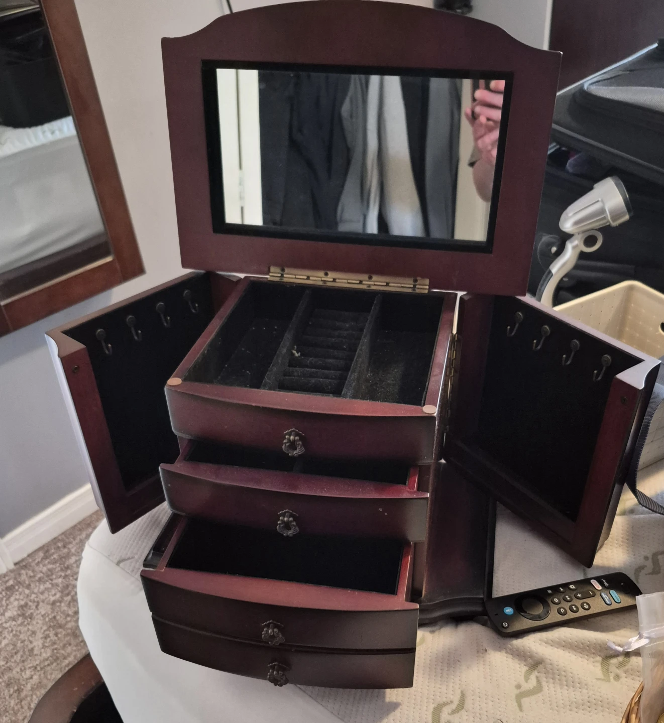 Wooden Jewelry Box with Mirror and Drawers - photo 2