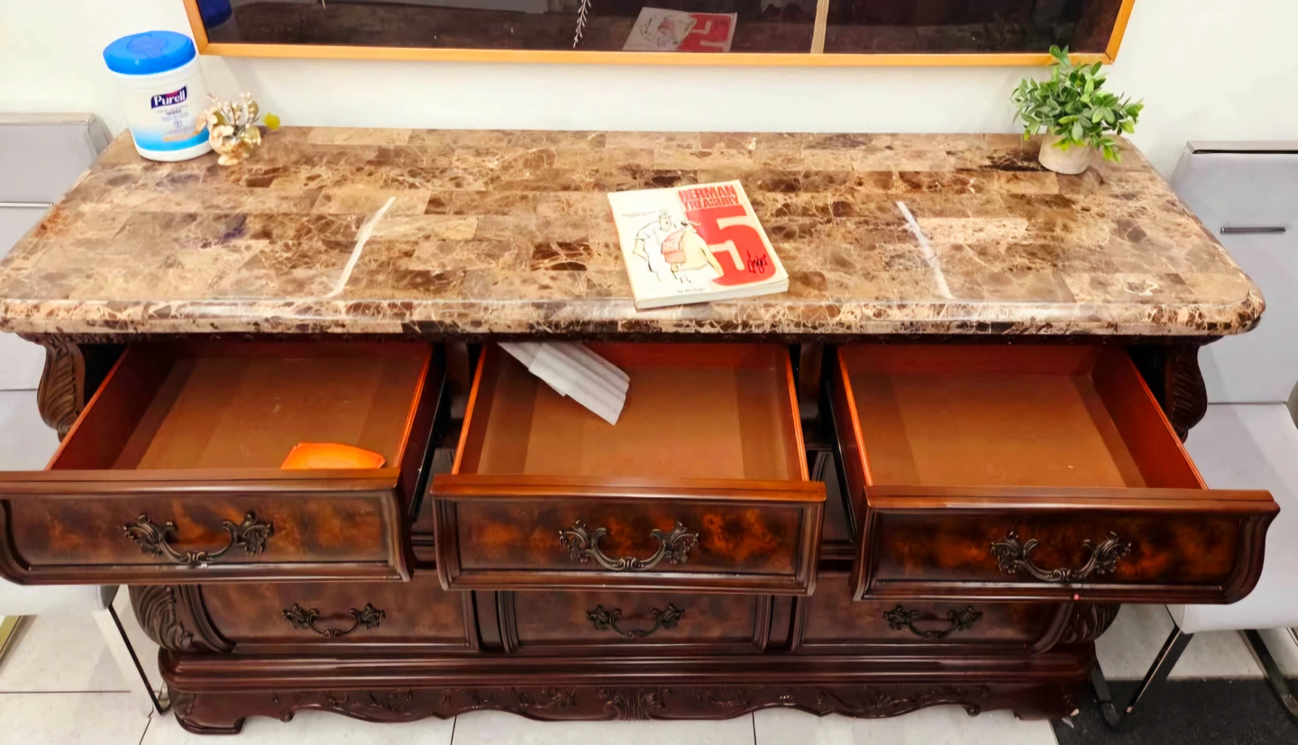 Brand New Solid Wood 9 Drawer Dresser With Marble Top - photo 5