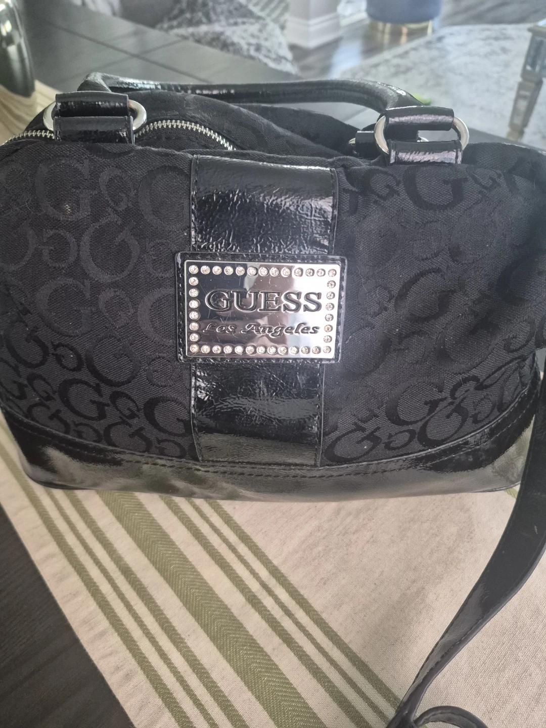 Guess Black Monogram Satchel Handbag - photo 3