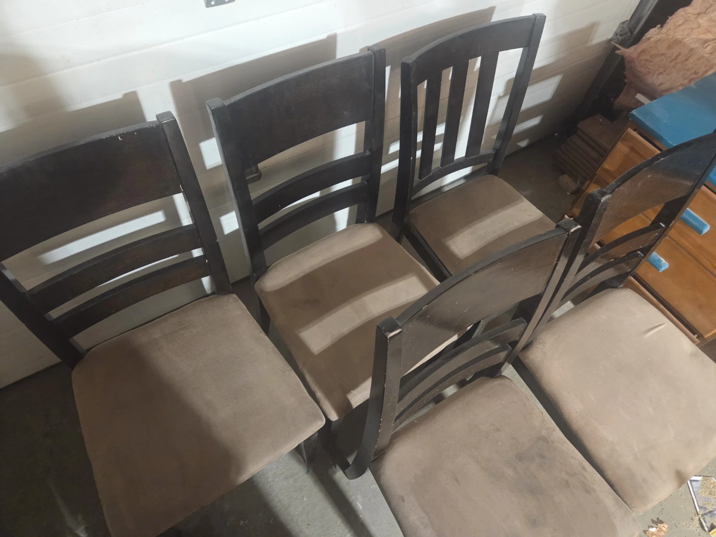 Solid wood dining chairs.