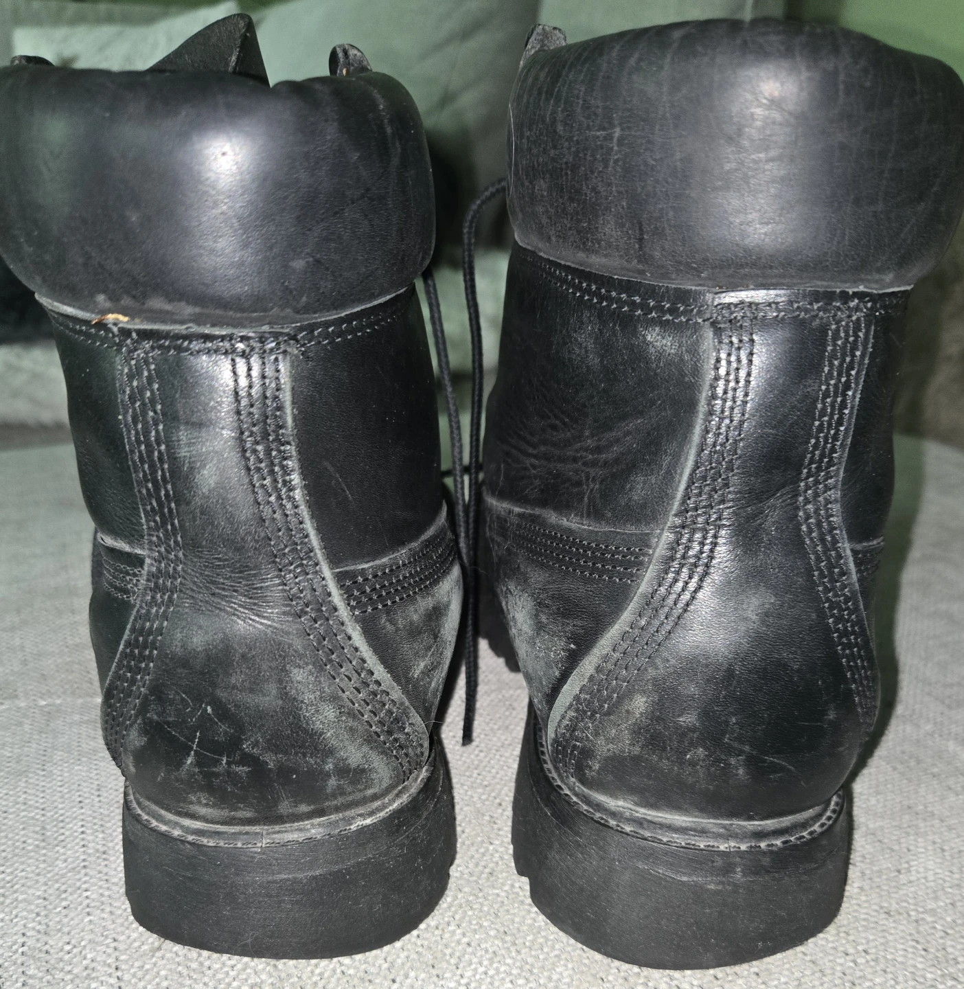 Size 11 Timberland Black Leather Lace-Up Boots - photo 3