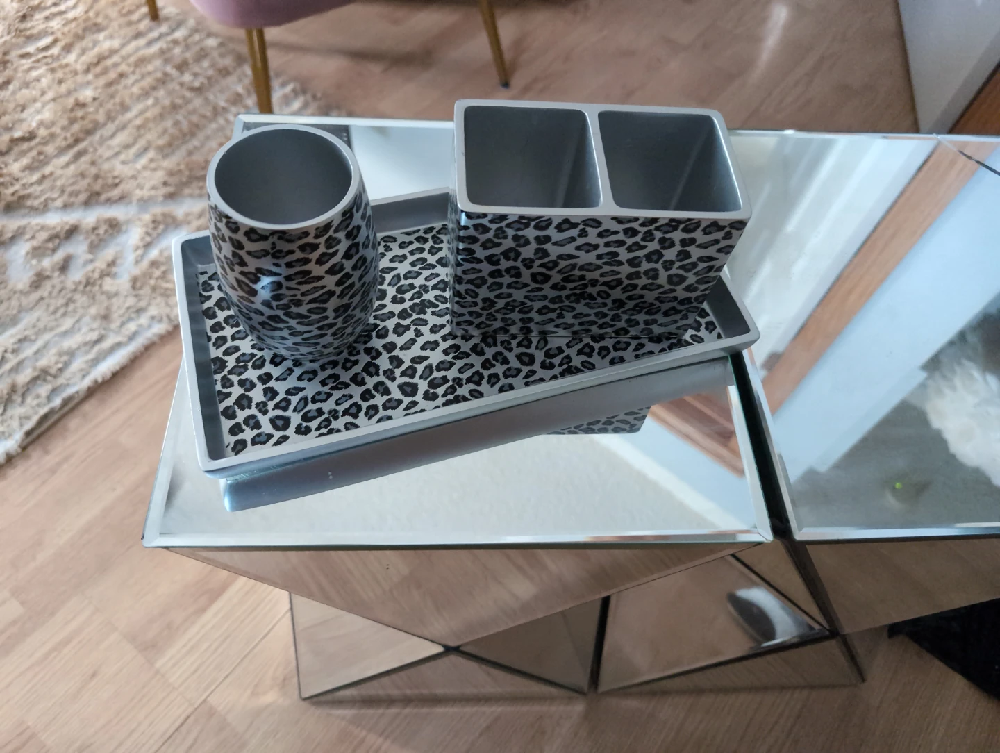 Leopard Print Bathroom Vanity Tray Set