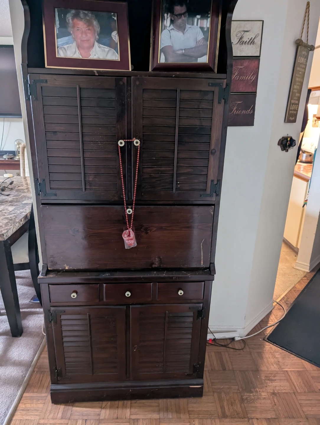 Vintage Wooden Bar Cabinet with Glassware Storage - photo 4