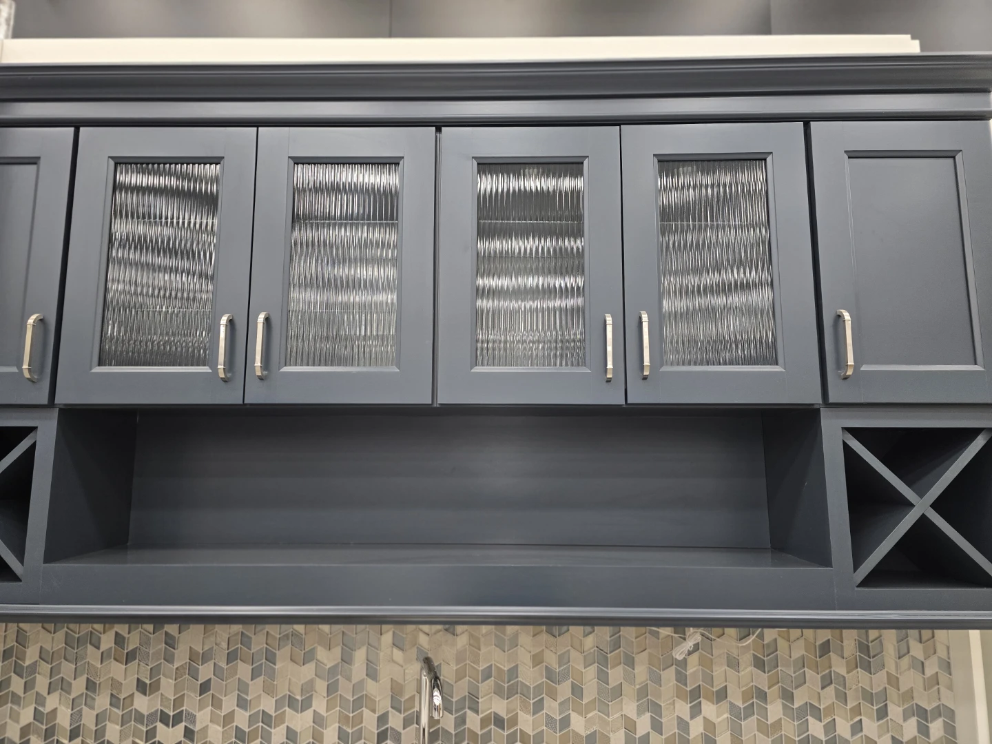 Dark Blue Kitchen Cabinets with Glass Doors - photo 2